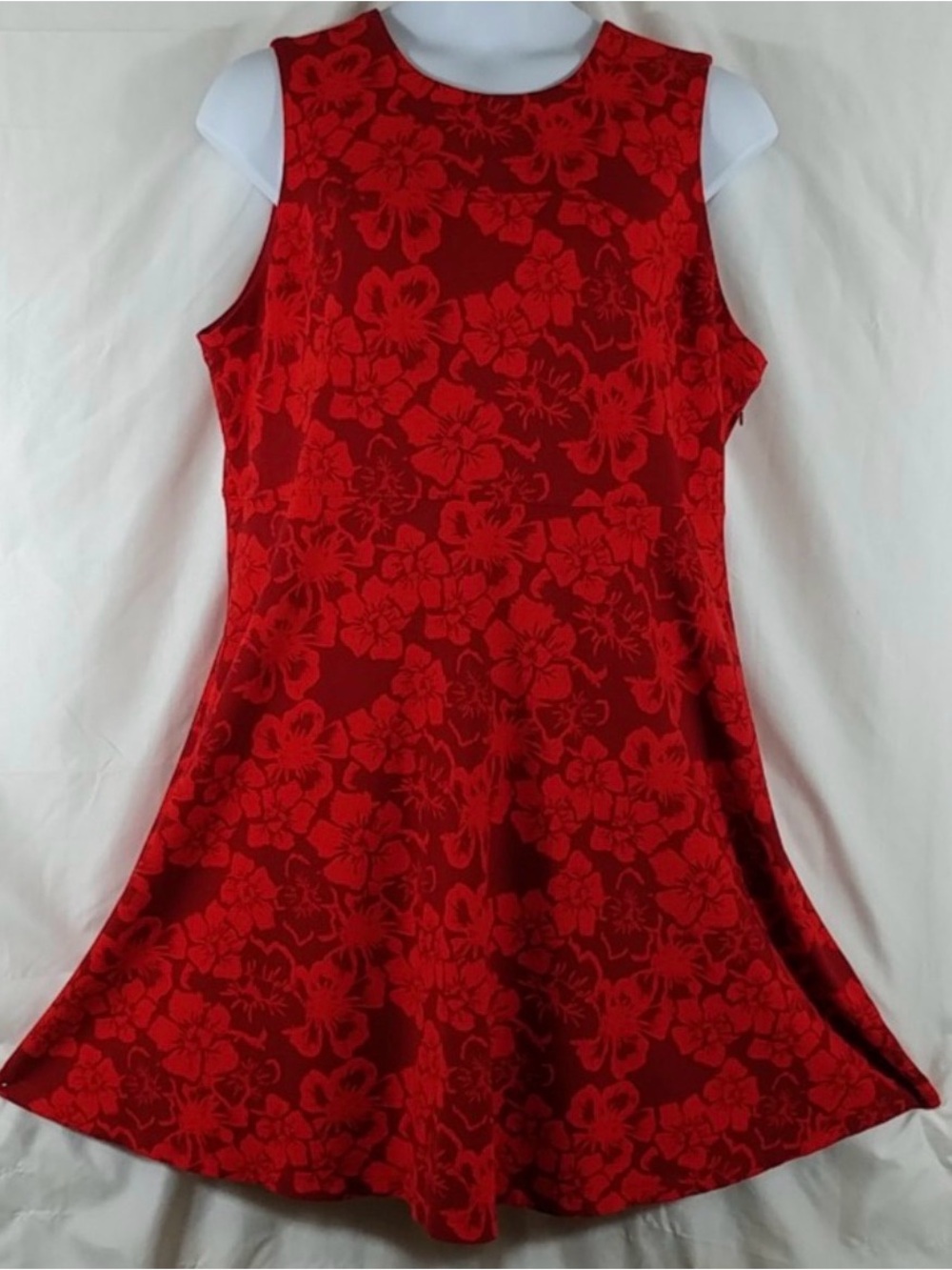 Lands' End Red Floral Mini Dress
